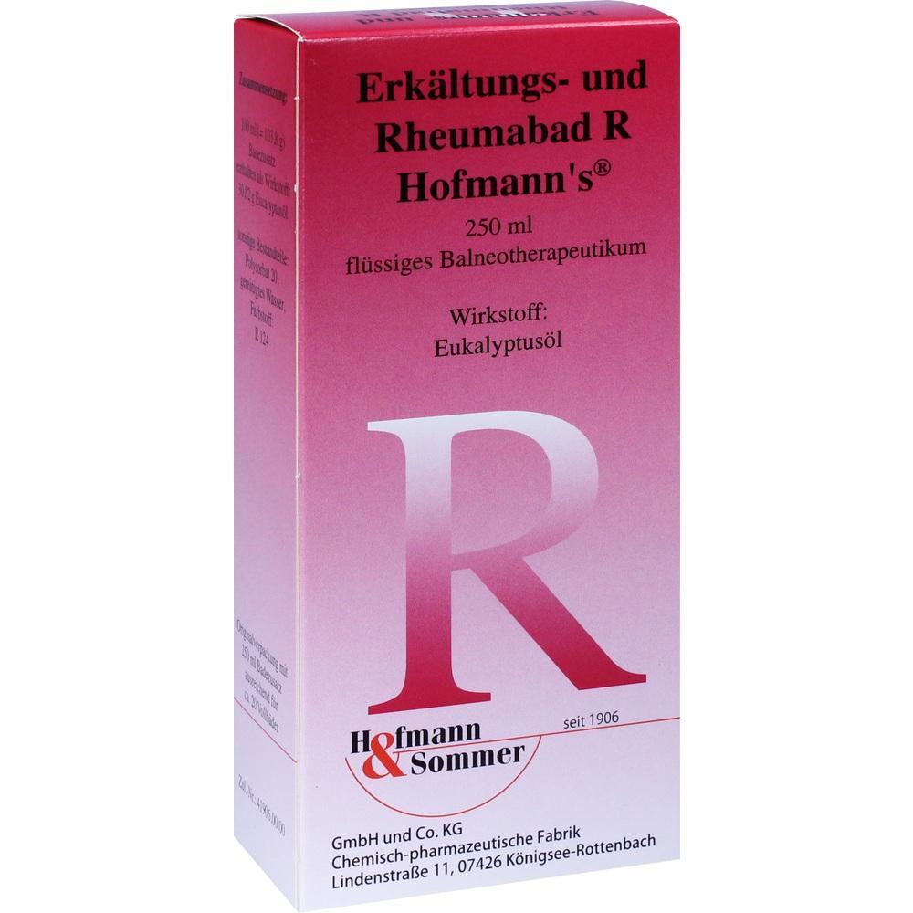 Eine rot-weiße Verpackung für ein Erkältungsbad mit Eukalyptusöl.