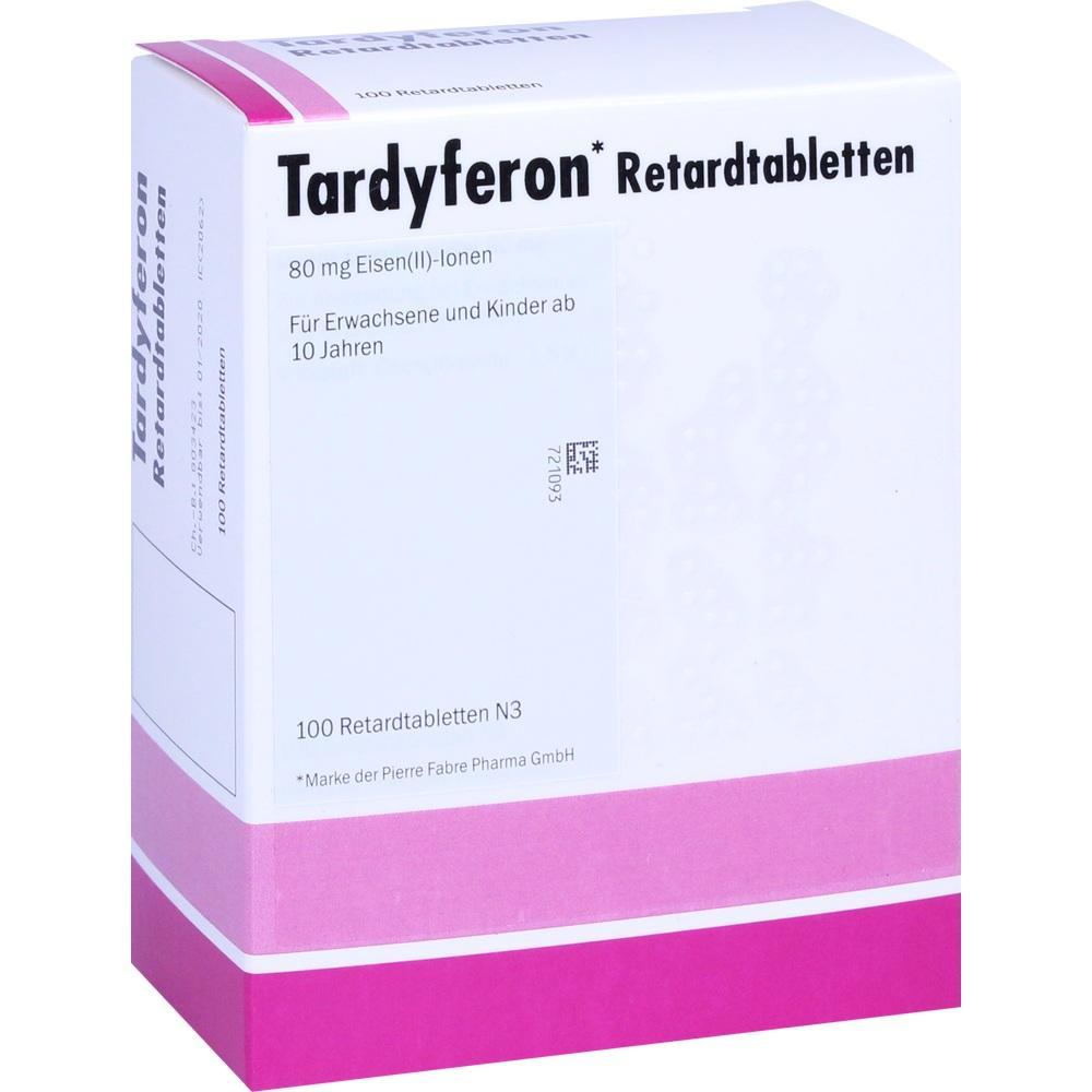 Eine Packung Tardyferon Retardtabletten mit Eisen für Personen ab 10 Jahren.