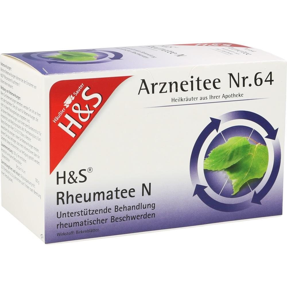 Eine Packung H&S Rheumatee für rheumatische Beschwerden mit Birkenblättern.